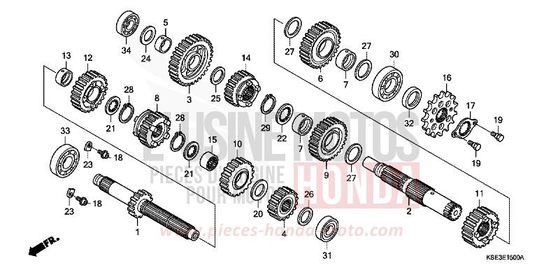 GETRIEBE von CRF150R "Big Wheels" EXTREME RED (R292) von 2009